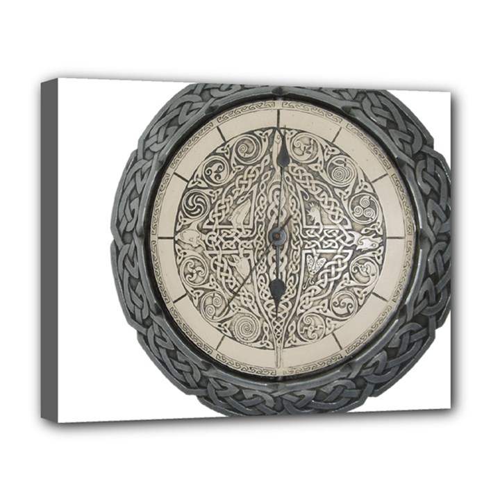 Clock Celtic Knot Time Celtic Knot Deluxe Canvas 20  x 16  