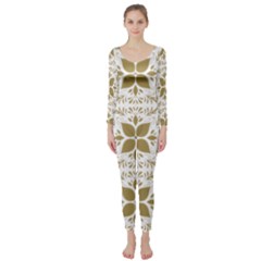 Pattern Gold Floral Texture Design Long Sleeve Catsuit by Nexatart