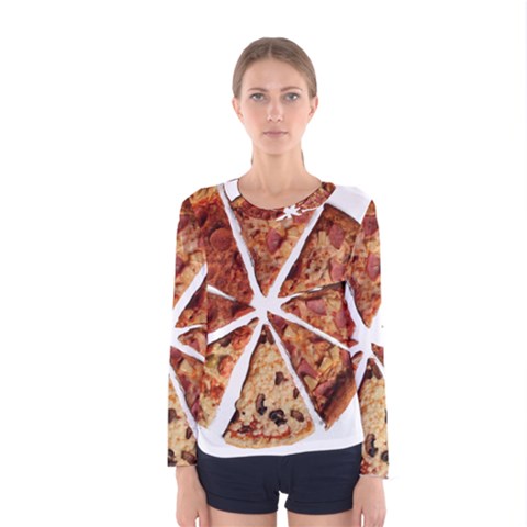 Food Fast Pizza Fast Food Women s Long Sleeve Tee by Nexatart