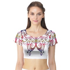 Butterfly Nature Abstract Beautiful Short Sleeve Crop Top (tight Fit) by Nexatart