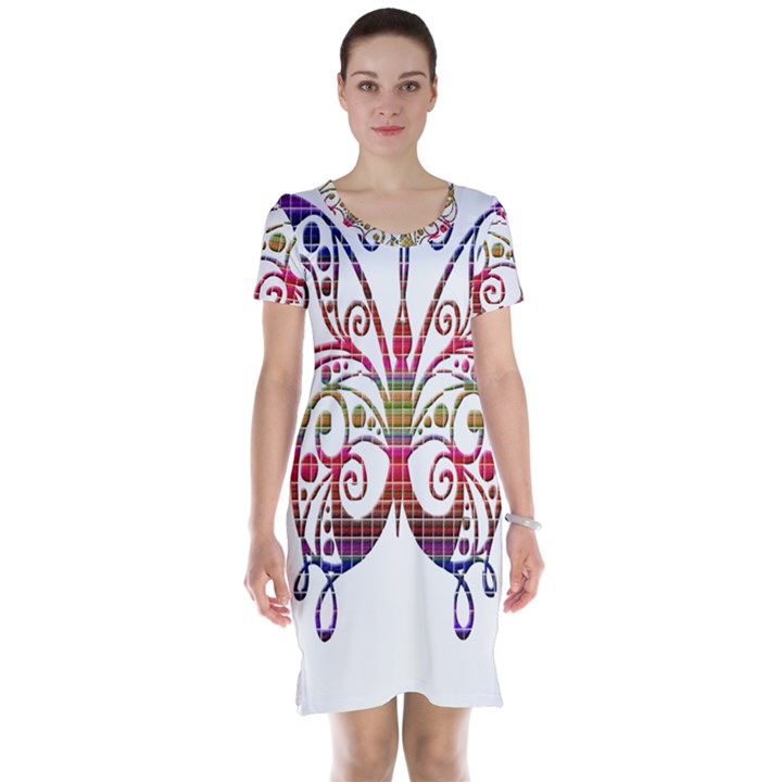 Butterfly Nature Abstract Beautiful Short Sleeve Nightdress