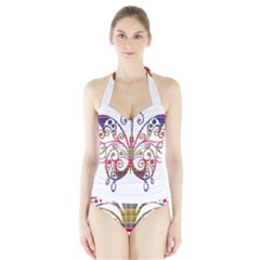 Butterfly Nature Abstract Beautiful Halter Swimsuit by Nexatart