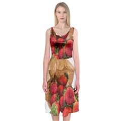 Strawberries Fruit Food Delicious Midi Sleeveless Dress by Nexatart