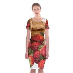 Strawberries Fruit Food Delicious Classic Short Sleeve Midi Dress by Nexatart