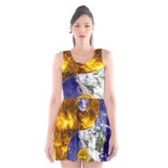 Design Yin Yang Balance Sun Earth Scoop Neck Skater Dress by Nexatart