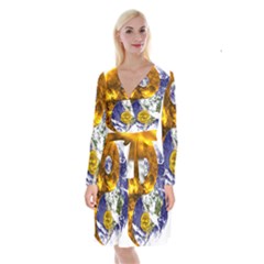 Design Yin Yang Balance Sun Earth Long Sleeve Velvet Front Wrap Dress by Nexatart