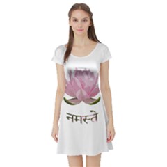 Namaste - Lotus Short Sleeve Skater Dress by Valentinaart