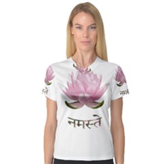 Namaste - Lotus Women s V-neck Sport Mesh Tee