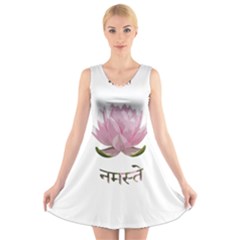 Namaste - Lotus V-neck Sleeveless Skater Dress by Valentinaart