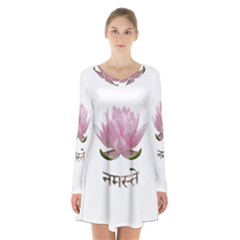 Namaste - Lotus Long Sleeve Velvet V-neck Dress by Valentinaart