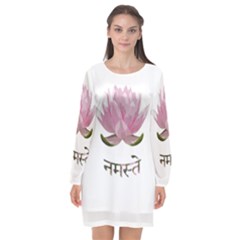 Namaste - Lotus Long Sleeve Chiffon Shift Dress  by Valentinaart