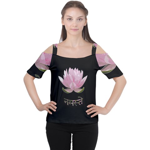 Namaste - Lotus Women s Cutout Shoulder Tee by Valentinaart