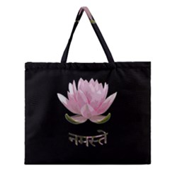 Namaste - Lotus Zipper Large Tote Bag by Valentinaart