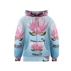 Namaste - Lotus Kids  Zipper Hoodie by Valentinaart