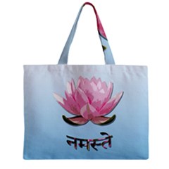 Namaste - Lotus Zipper Mini Tote Bag by Valentinaart