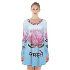 Namaste - Lotus Long Sleeve Velvet V-neck Dress by Valentinaart