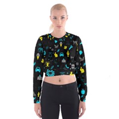 Rebus Cropped Sweatshirt by Valentinaart