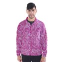 Pink Romantic Flower Pattern Denim Wind Breaker (Men) View1