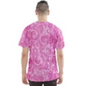 Pink Romantic Flower Pattern Denim Men s Sport Mesh Tee View2