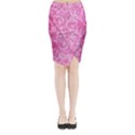 Pink Romantic Flower Pattern Denim Midi Wrap Pencil Skirt View1