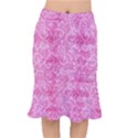 Pink Romantic Flower Pattern Denim Mermaid Skirt View1