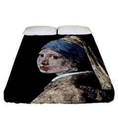 The Girl With The Pearl Earring Fitted Sheet (california King Size) by Valentinaart