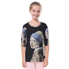 The Girl With The Pearl Earring Kids  Quarter Sleeve Raglan Tee