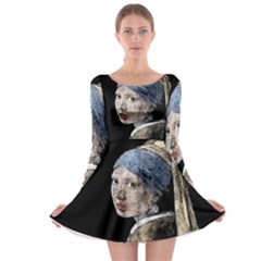 The Girl With The Pearl Earring Long Sleeve Skater Dress by Valentinaart