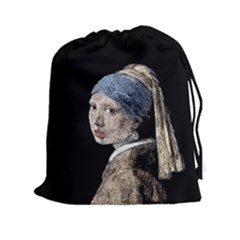 The Girl With The Pearl Earring Drawstring Pouches (xxl) by Valentinaart