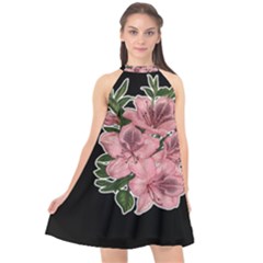 Orchid Halter Neckline Chiffon Dress 