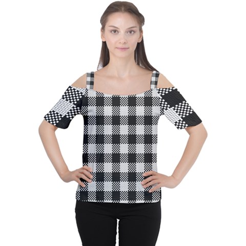 Plaid Pattern Women s Cutout Shoulder Tee by ValentinaDesign