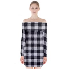 Plaid Pattern Long Sleeve Off Shoulder Dress by ValentinaDesign