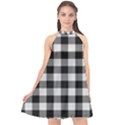 Plaid pattern Halter Neckline Chiffon Dress  View1