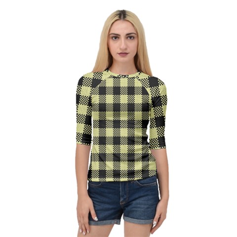 Plaid Pattern Quarter Sleeve Tee by ValentinaDesign