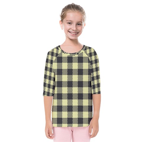 Plaid Pattern Kids  Quarter Sleeve Raglan Tee by ValentinaDesign