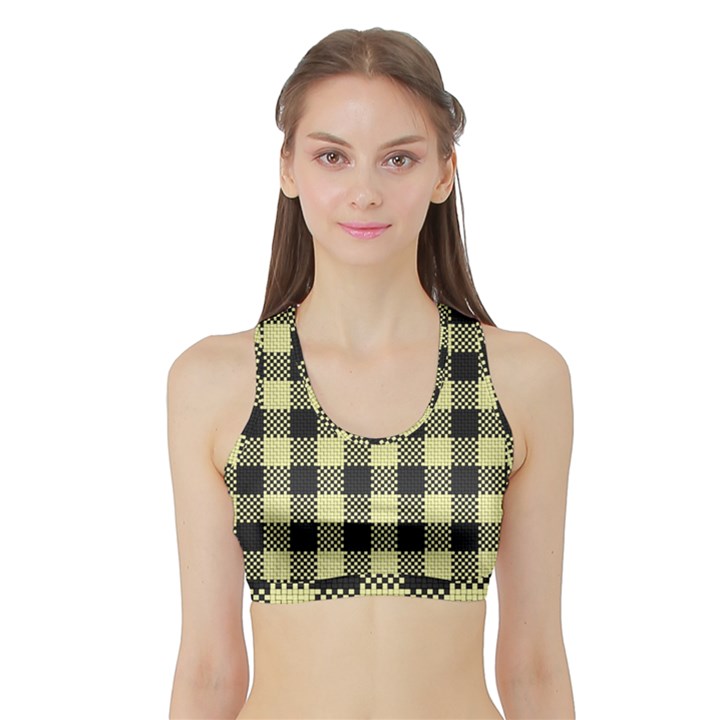 Plaid pattern Sports Bra with Border