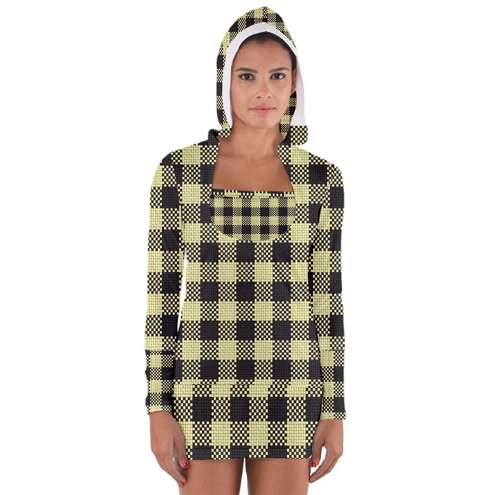 Plaid pattern Women s Long Sleeve Hooded T-shirt