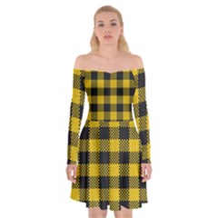 Plaid Pattern Off Shoulder Skater Dress