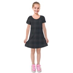 Plaid Pattern Kids  Short Sleeve Velvet Dress by ValentinaDesign