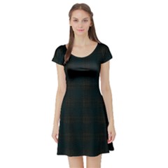 Plaid Pattern Short Sleeve Skater Dress by ValentinaDesign