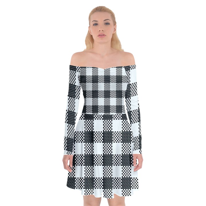 Plaid pattern Off Shoulder Skater Dress