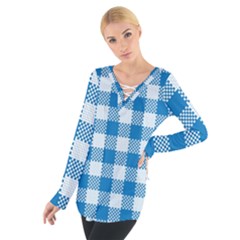 Plaid Pattern Women s Tie Up Tee by ValentinaDesign