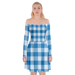 Plaid Pattern Off Shoulder Skater Dress