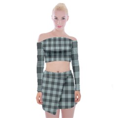 Plaid Pattern Off Shoulder Top With Skirt Set