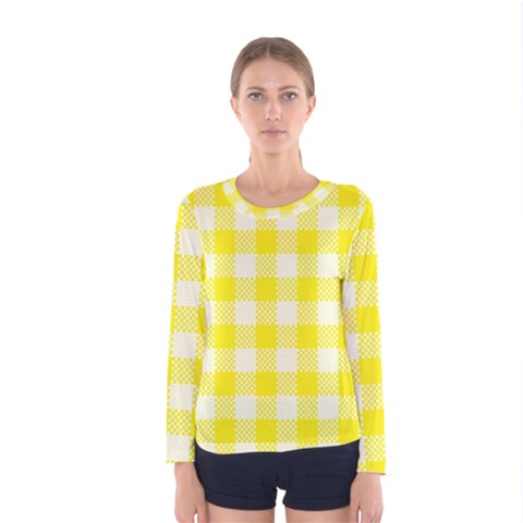 Plaid Pattern Women s Long Sleeve Tee by ValentinaDesign