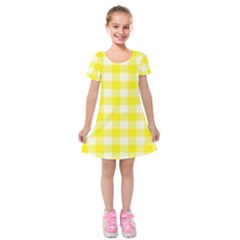 Plaid Pattern Kids  Short Sleeve Velvet Dress by ValentinaDesign