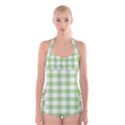 Plaid pattern Boyleg Halter Swimsuit  View1