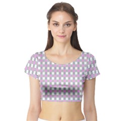 Plaid Pattern Short Sleeve Crop Top (tight Fit) by ValentinaDesign