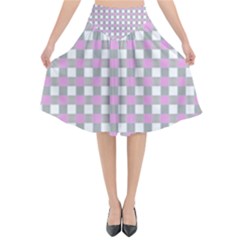 Plaid Pattern Flared Midi Skirt