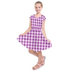 Plaid Pattern Kids  Short Sleeve Dress by ValentinaDesign